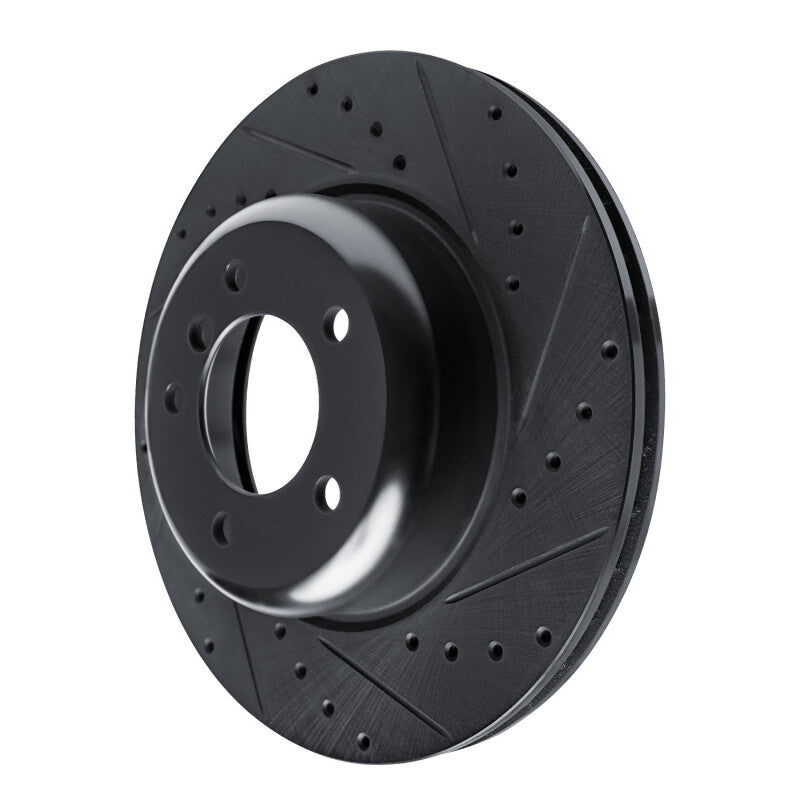 R1 09-16 BMW Z4 Front Right Drilled & Slotted Black Brake Rotor