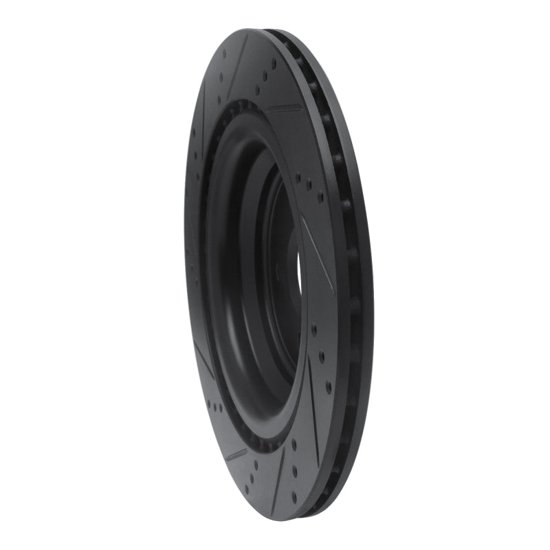 R1 13-19 Mercedes-Benz GLS450 Rear Right Drilled & Slotted Black Brake Rotor