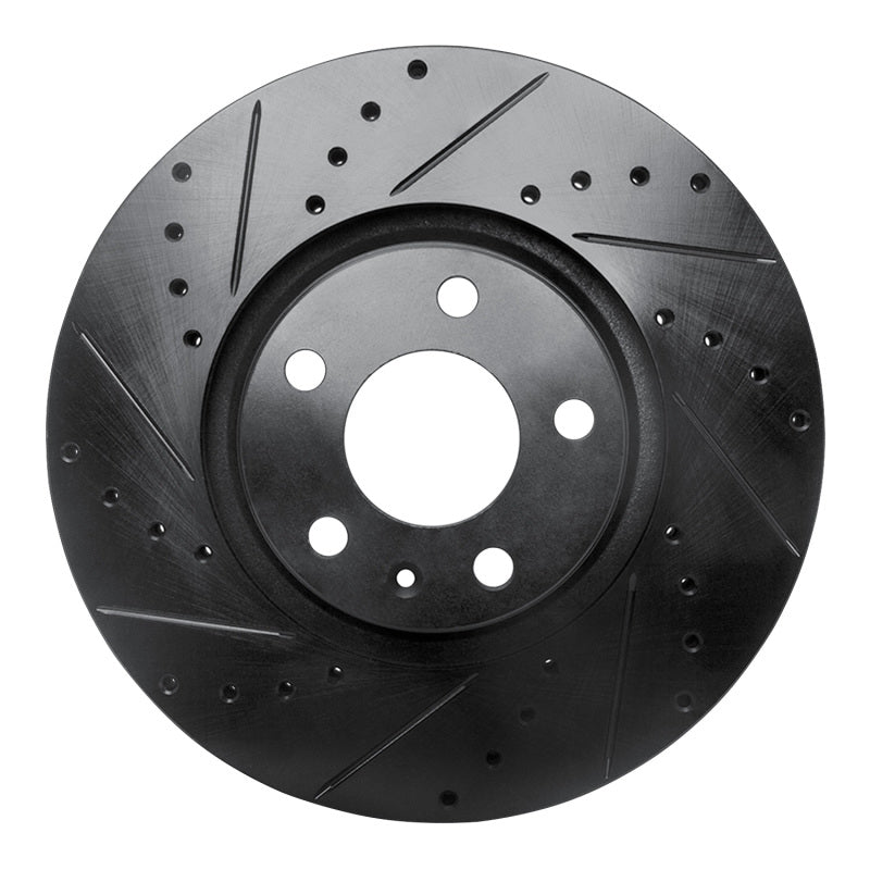 R1 05-11 Audi A6 Quattro Front Left Drilled & Slotted Black Brake Rotor