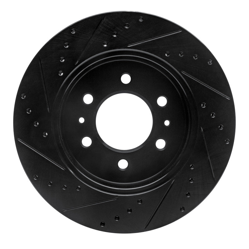 R1 09-09 Ford F-150 RWD Front Right Drilled & Slotted Black Brake Rotor