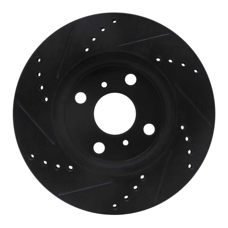 R1 06-19 Scion IQ Front Right Drilled & Slotted Black Brake Rotor