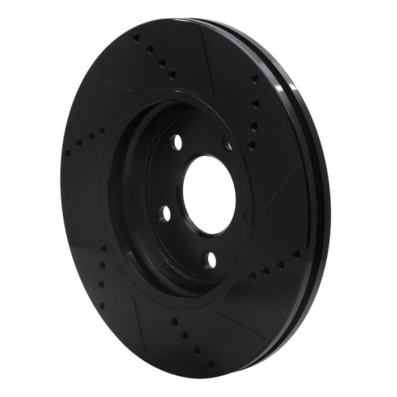 R1 04-12 Chevrolet Malibu Front Left Drilled & Slotted Black Brake Rotor