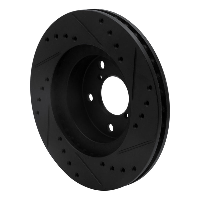 R1 90-01 Subaru Impreza Front Left Drilled & Slotted Black Brake Rotor