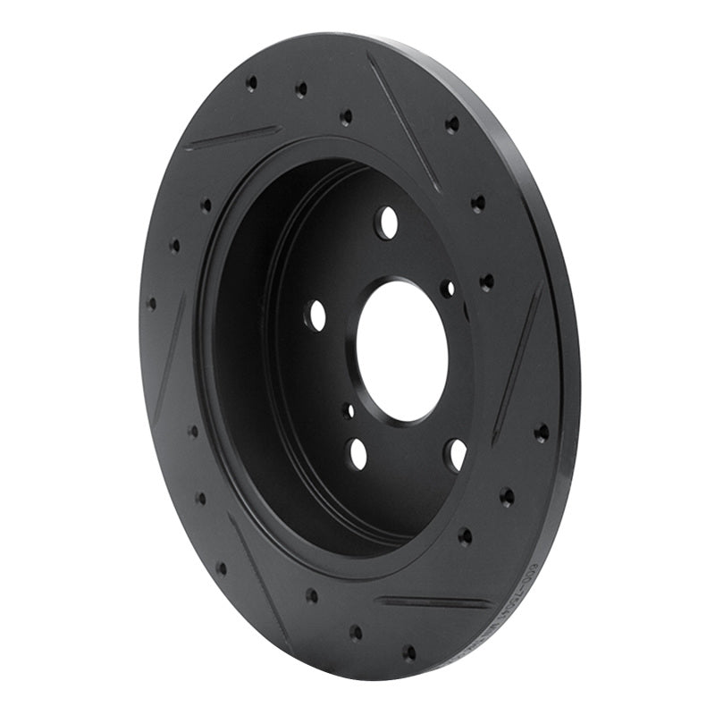 R1 2015-2025 Lexus NX200T Rear Left Drilled & Slotted Black Brake Rotor