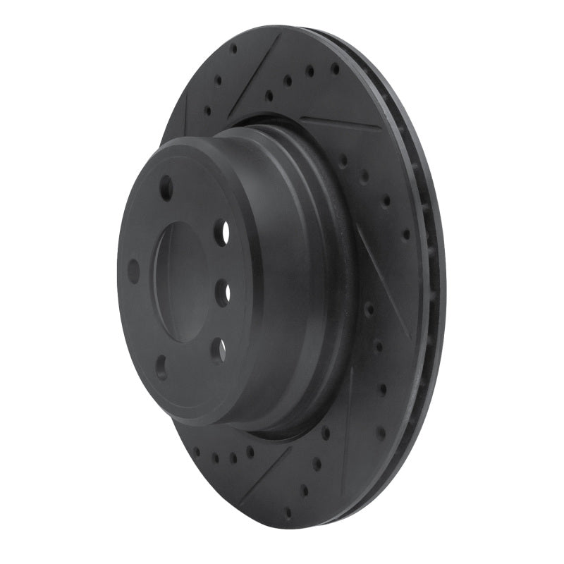 R1 02-06 BMW X5 Rear Left Drilled & Slotted Black Brake Rotor