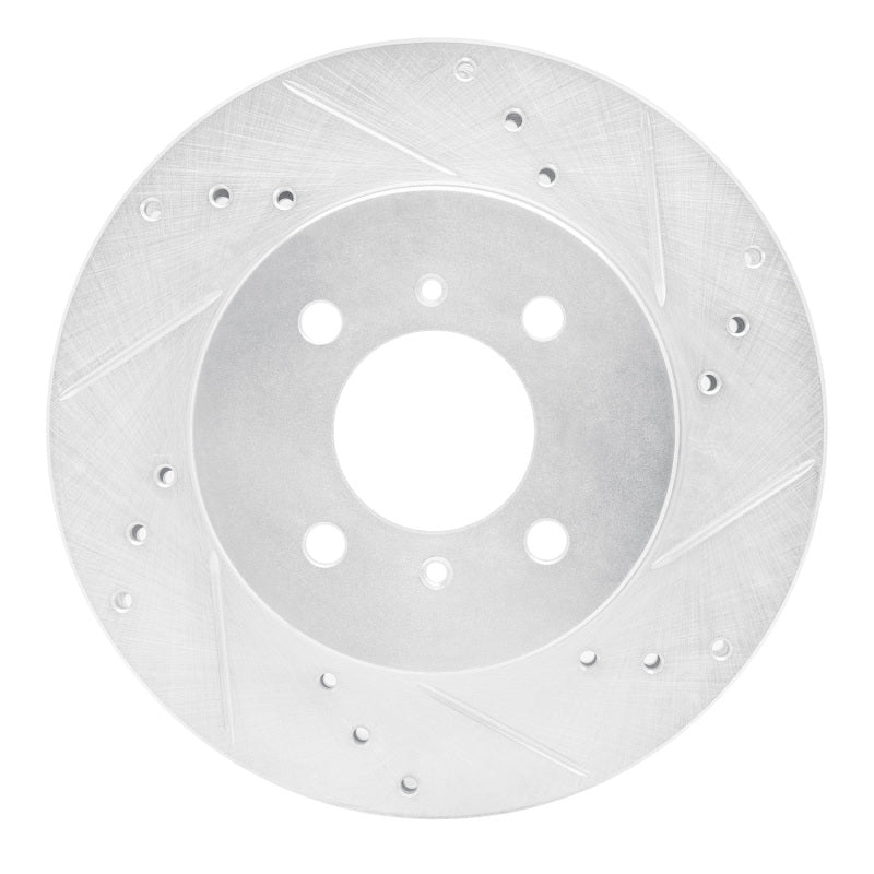 R1 98-07 Mitsubishi Lancer Front Right Drilled & Slotted Silver Brake Rotor