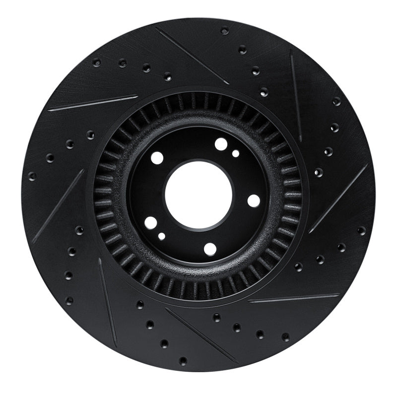 R1 20-25 Hyundai Palisade Front Left Drilled & Slotted Black Brake Rotor