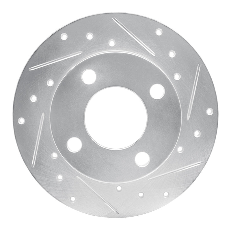 R1 82-98 Audi Coupe Rear Right Drilled & Slotted Silver Brake Rotor