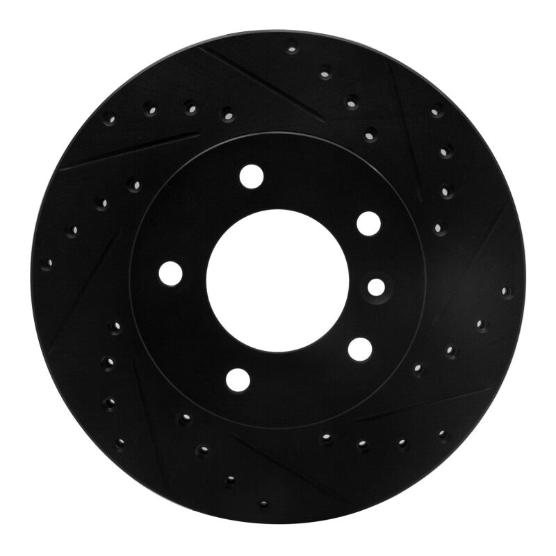 R1 90-97 Jaguar XJ6 Front Right Drilled & Slotted Black Brake Rotor