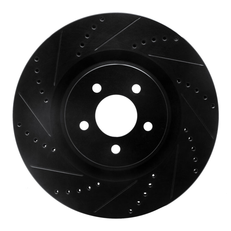 R1 07-14 Ford Mustang Front Left Drilled & Slotted Black Brake Rotor