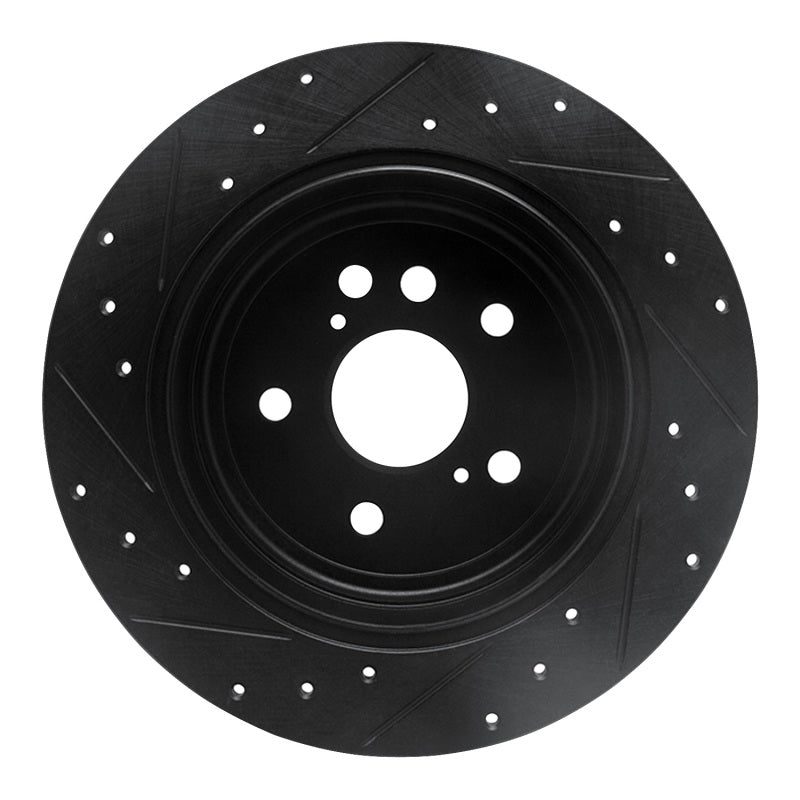 R1 04-05 Toyota RAV4 Rear Right Drilled & Slotted Black Brake Rotor