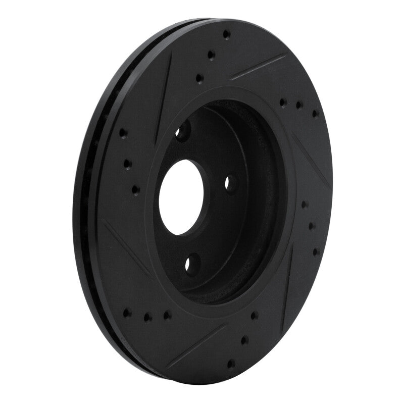 R1 11-15 Mazda 2 (Mexico) Front Right Drilled & Slotted Black Brake Rotor