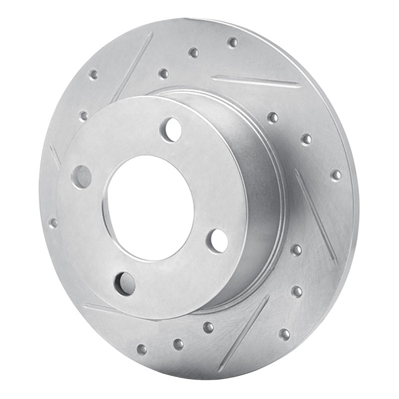 R1 82-98 Audi Cabriolet Rear Left Drilled & Slotted Silver Brake Rotor