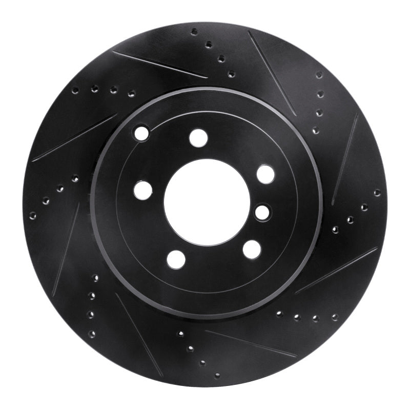 R1 10-12 Land Rover Range Rover Rear Right Drilled & Slotted Black Brake Rotor