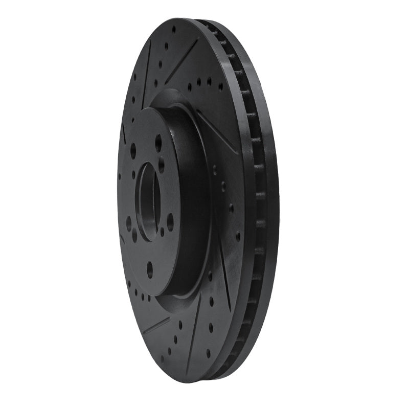 R1 09-14 Acura TL Front Left Drilled & Slotted Black Brake Rotor