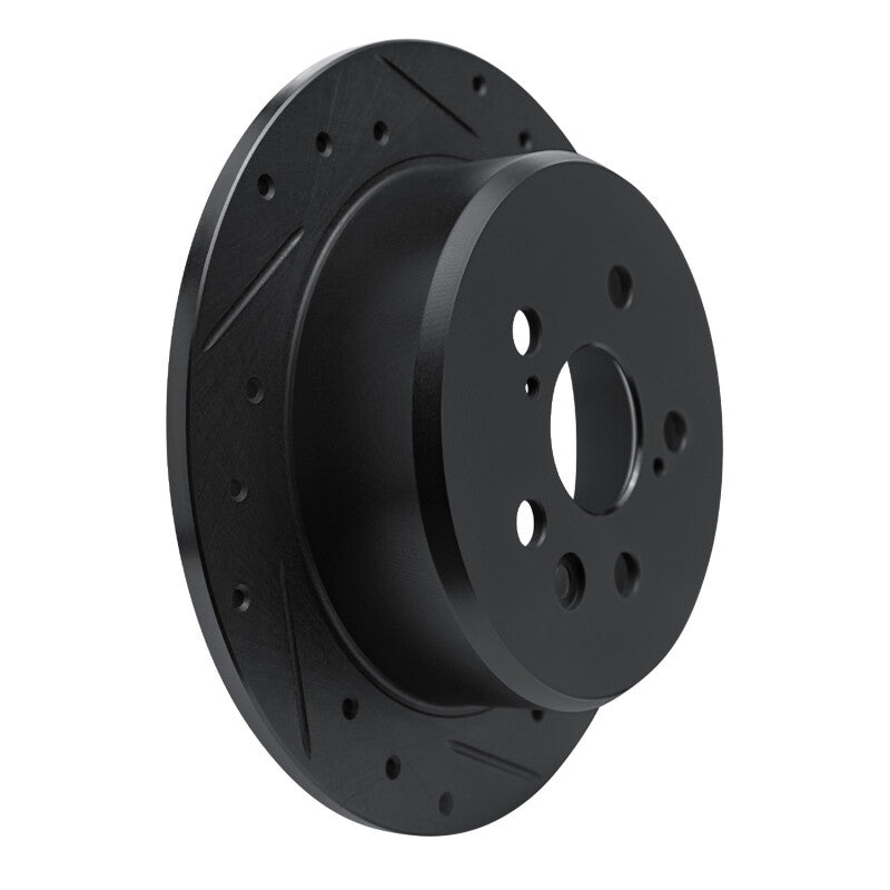 R1 86-93 Lexus ES250 Rear Right Drilled & Slotted Black Brake Rotor