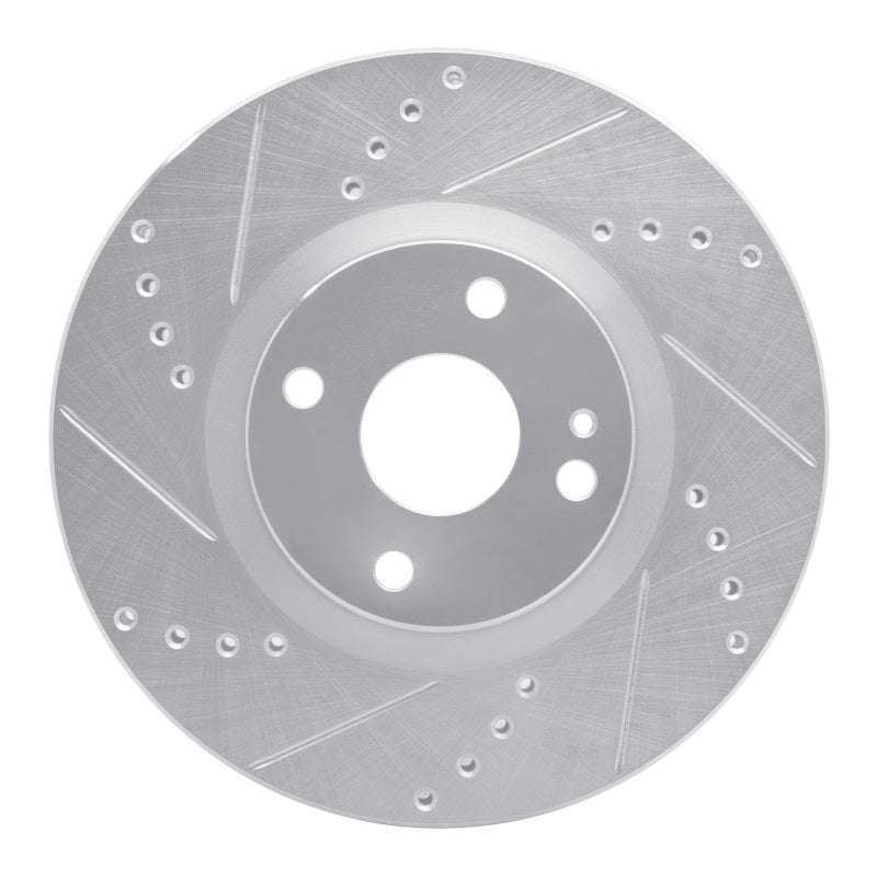 R1 2016-2025 Fiat 124 Spider Front Left Drilled & Slotted Silver Brake Rotor