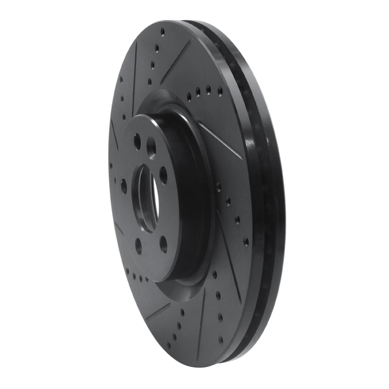 R1 15-19 Jaguar E-Pace Front Left Drilled & Slotted Black Brake Rotor