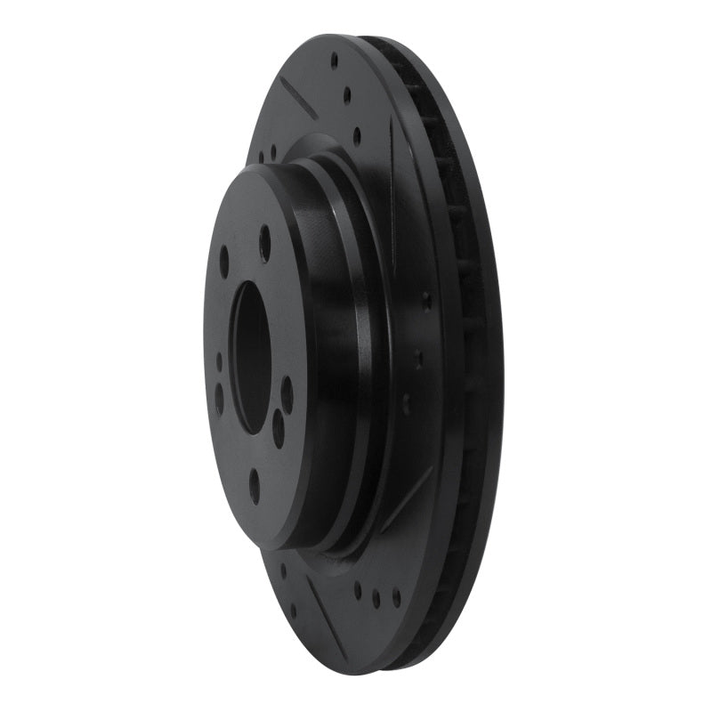 R1 92-95 Mercedes-Benz E420 Rear Right Drilled & Slotted Black Brake Rotor