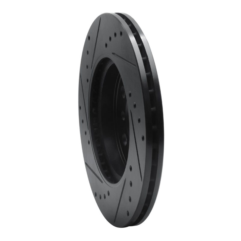R1 14-24 Mini Cooper (Excl Clubman) Front Right Drilled & Slotted Black Brake Rotor