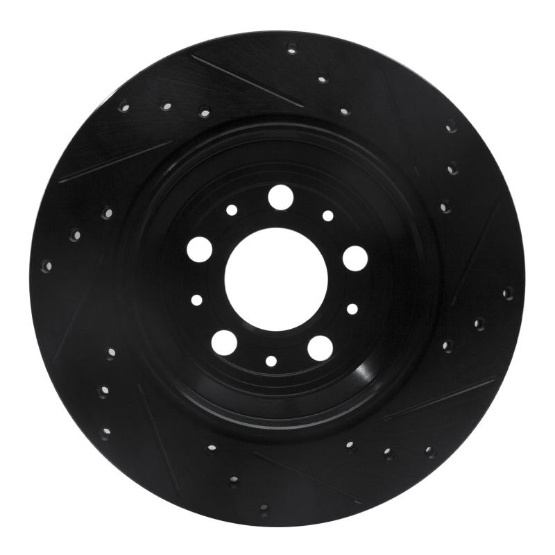 R1 03-14 Volvo XC90 Rear Left Drilled & Slotted Black Brake Rotor