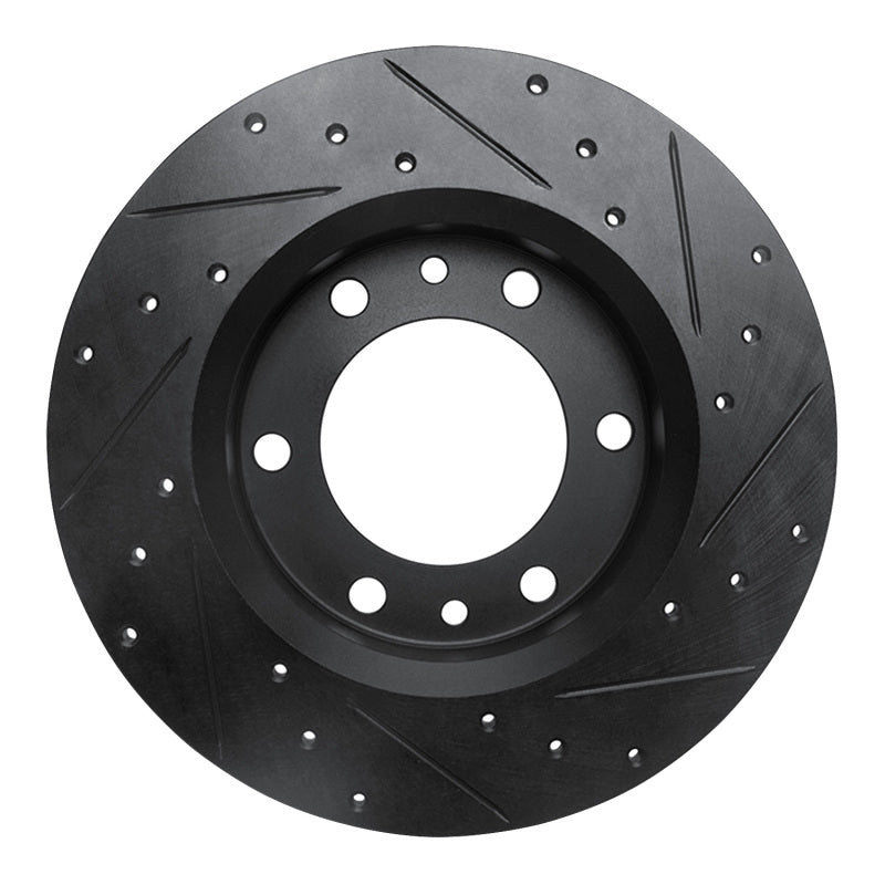 R1 81-85 Toyota Pickup Front Left Drilled & Slotted Black Brake Rotor