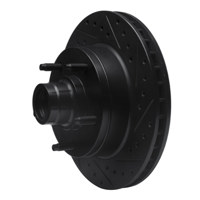 R1 73-93 Ford E-100 Econoline Front Right Drilled & Slotted Black Brake Rotor