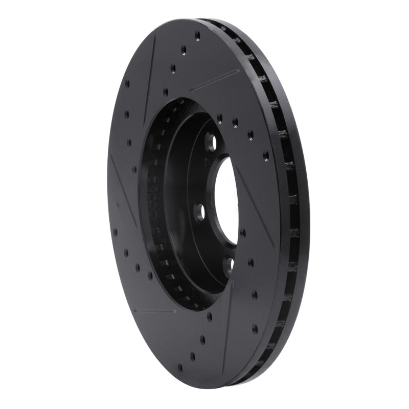 R1 93-07 Ford Taurus (Excl SHO) Front Right Drilled & Slotted Black Brake Rotor