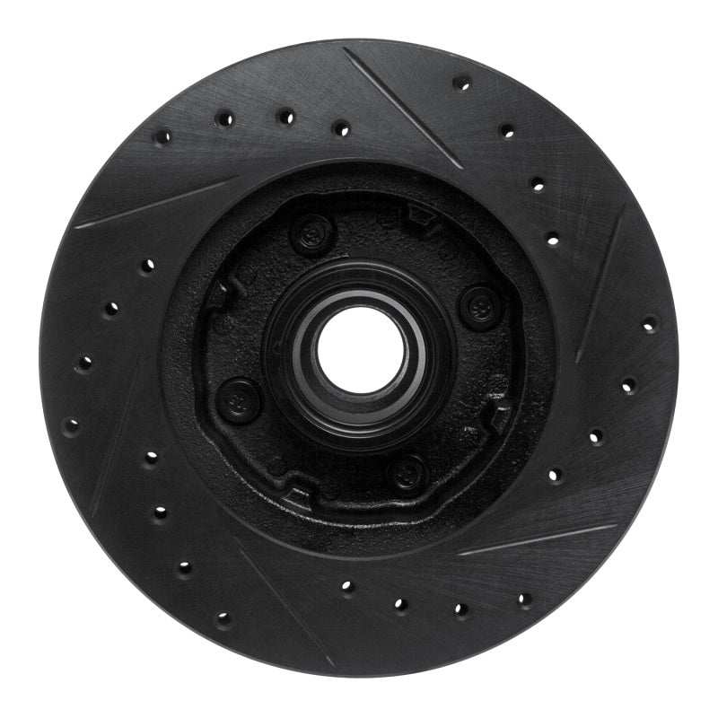 R1 78-93 Ford Fairmont Front Left Drilled & Slotted Black Brake Rotor