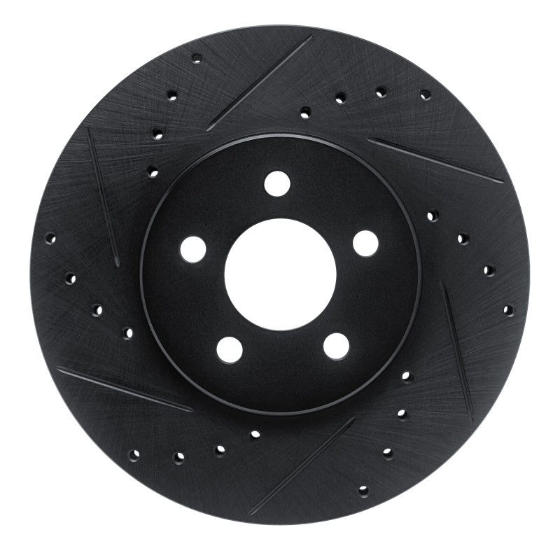R1 89-95 Chrysler LeBaron Front Left Drilled & Slotted Black Brake Rotor