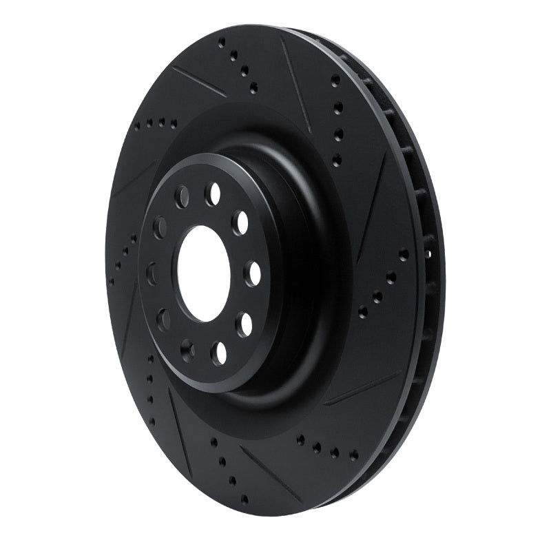 R1 12-21 Tesla Model S Rear Right Drilled & Slotted Black Brake Rotor