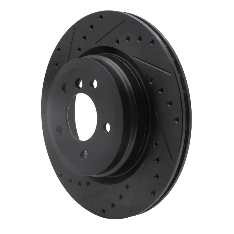 R1 06-15 BMW 335XI Rear Left Drilled & Slotted Black Brake Rotor