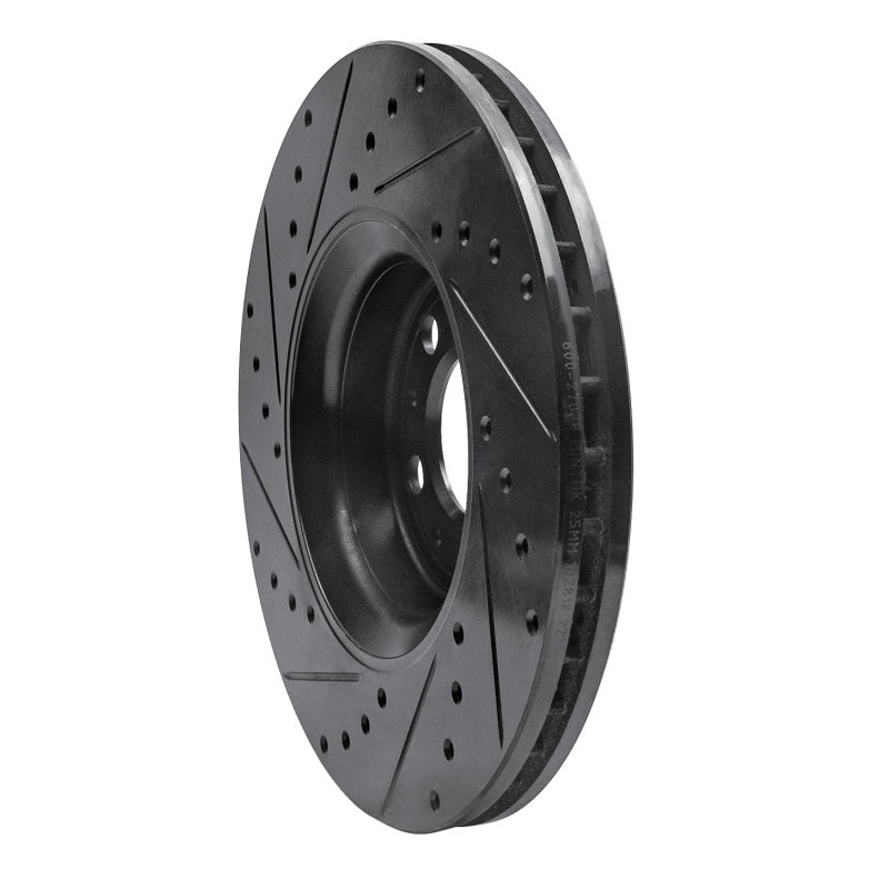 R1 03-09 Volvo XC90 Front Right Drilled & Slotted Black Brake Rotor