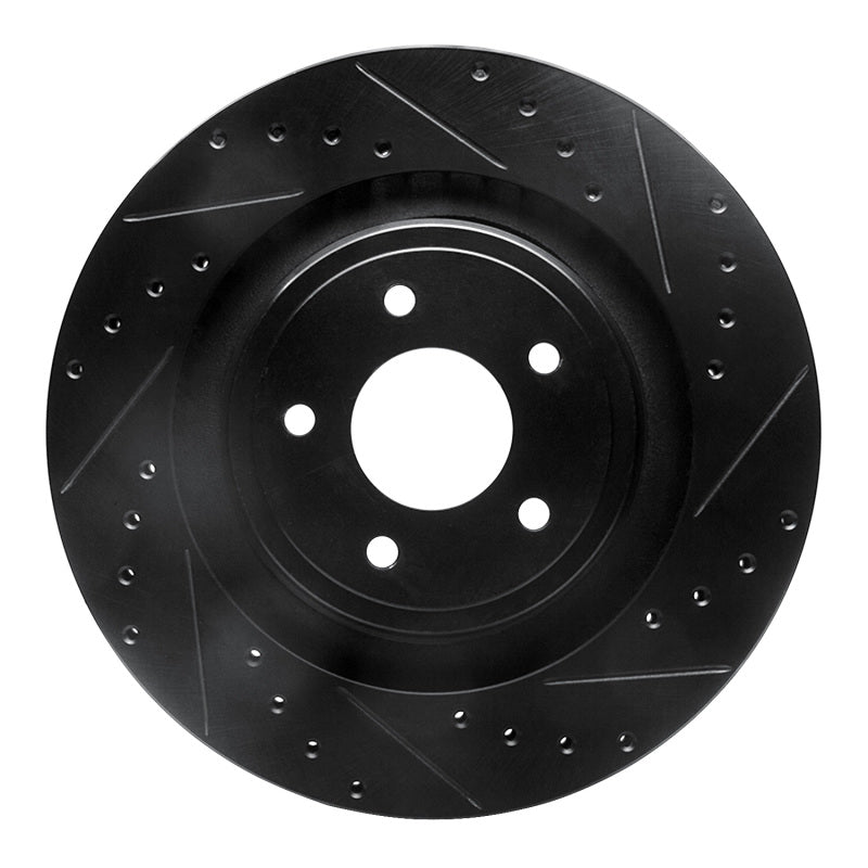 R1 08-14 Chrysler 200 Front Right Drilled & Slotted Black Brake Rotor