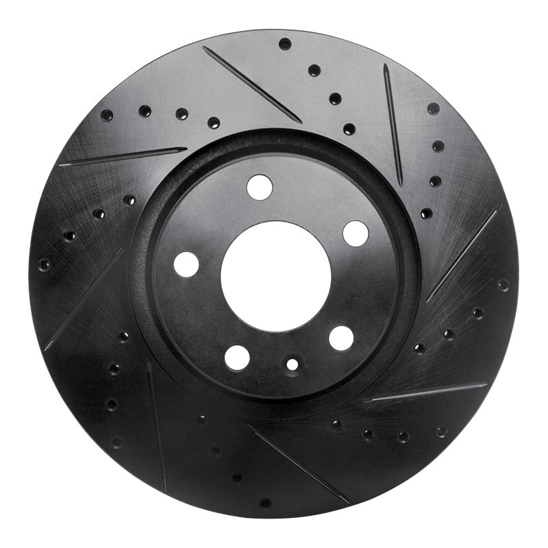 R1 05-11 Audi A6 (USA/Canada) Front Right Drilled & Slotted Black Brake Rotor