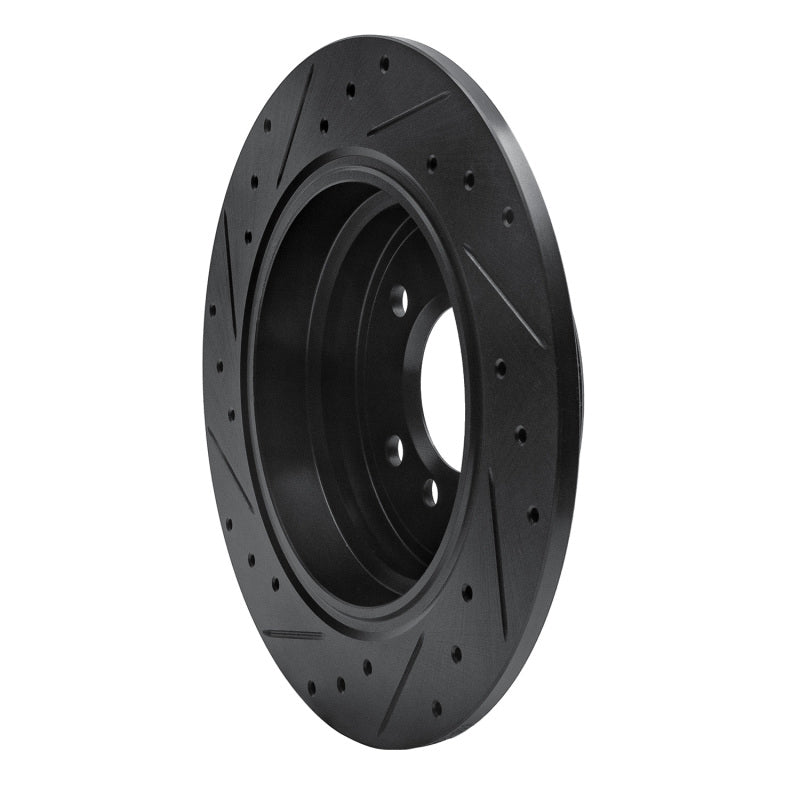 R1 89-95 BMW 525I (USA/Canada) Rear Right Drilled & Slotted Black Brake Rotor