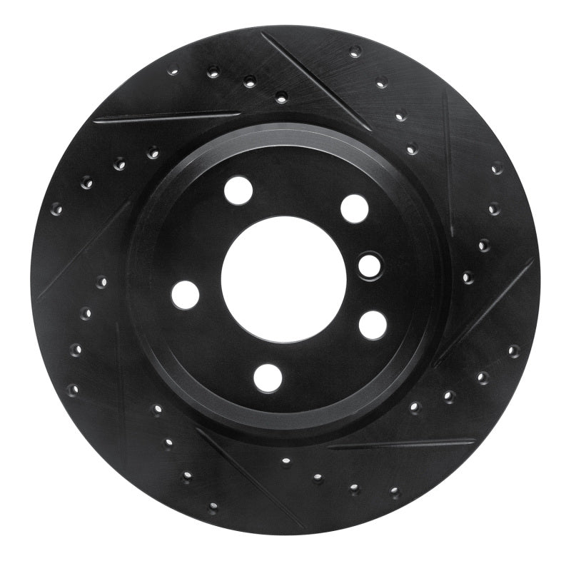 R1 12-20 BMW 335I GT xDrive Rear Right Drilled & Slotted Black Brake Rotor