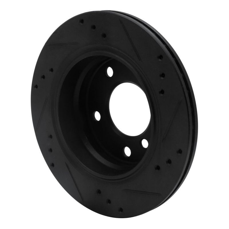 R1 96-05 BMW 323I Rear Left Drilled & Slotted Black Brake Rotor