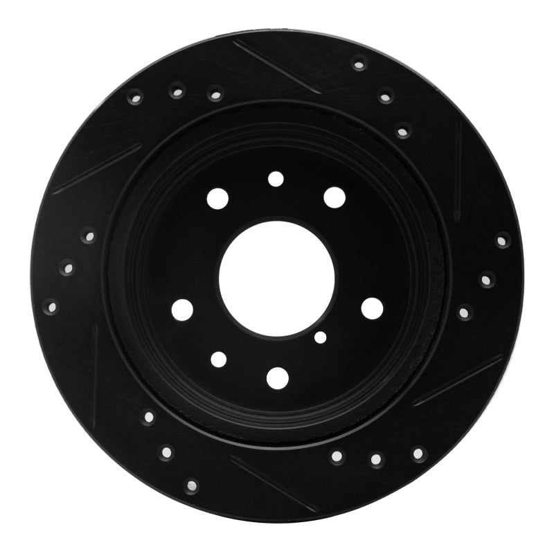 R1 86-91 Mazda RX-7 Rear Left Drilled & Slotted Black Brake Rotor