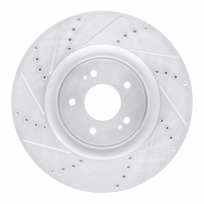 R1 08-15 Mitsubishi Lancer Front Left Drilled & Slotted Silver Brake Rotor