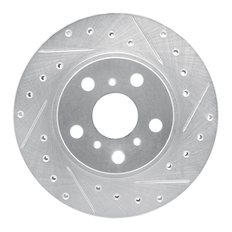 R1 86-89 Toyota Celica Front Right Drilled & Slotted Silver Brake Rotor