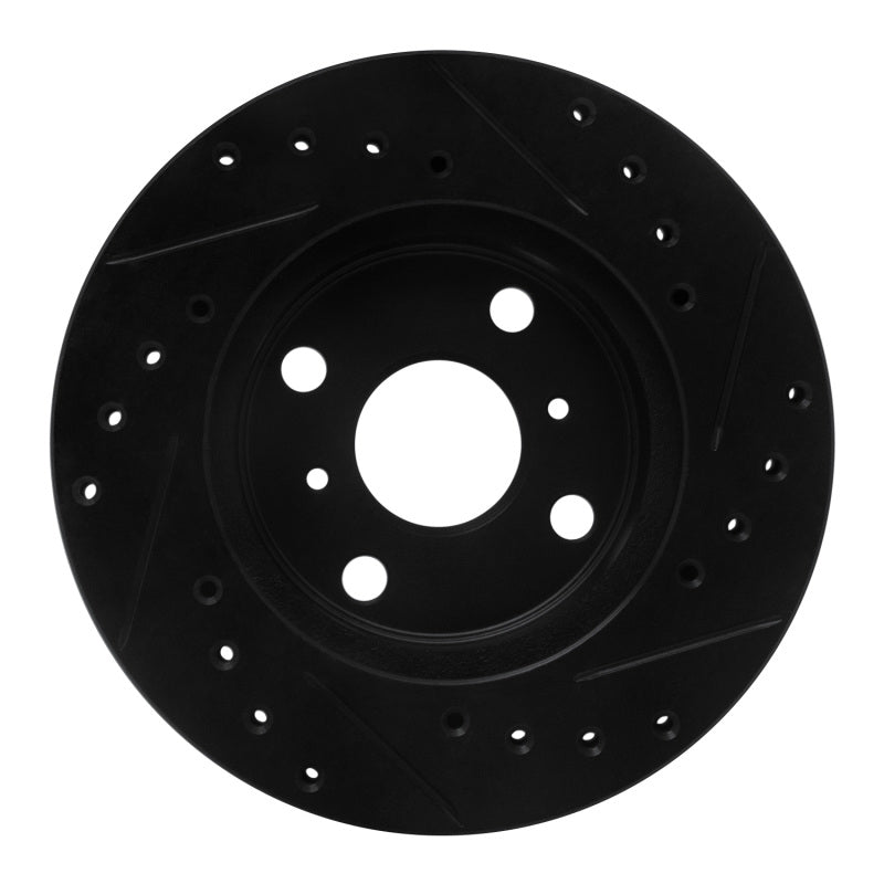 R1 86-89 Toyota Celica Front Right Drilled & Slotted Black Brake Rotor
