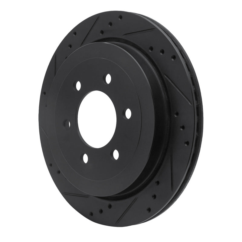 R1 07-17 Ford Expedition Rear Left Drilled & Slotted Black Brake Rotor