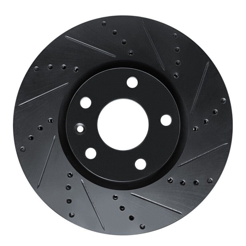 R1 14-19 Chevrolet Corvette Front Right Drilled & Slotted Black Brake Rotor
