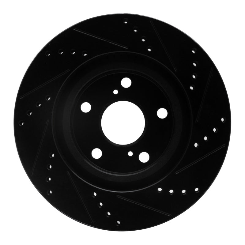 R1 86-97 Toyota Supra Rear Left Drilled & Slotted Black Brake Rotor