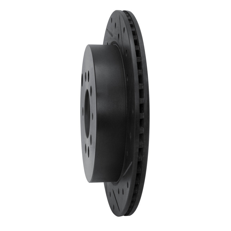 R1 07-12 Ford Edge Rear Right Drilled & Slotted Black Brake Rotor