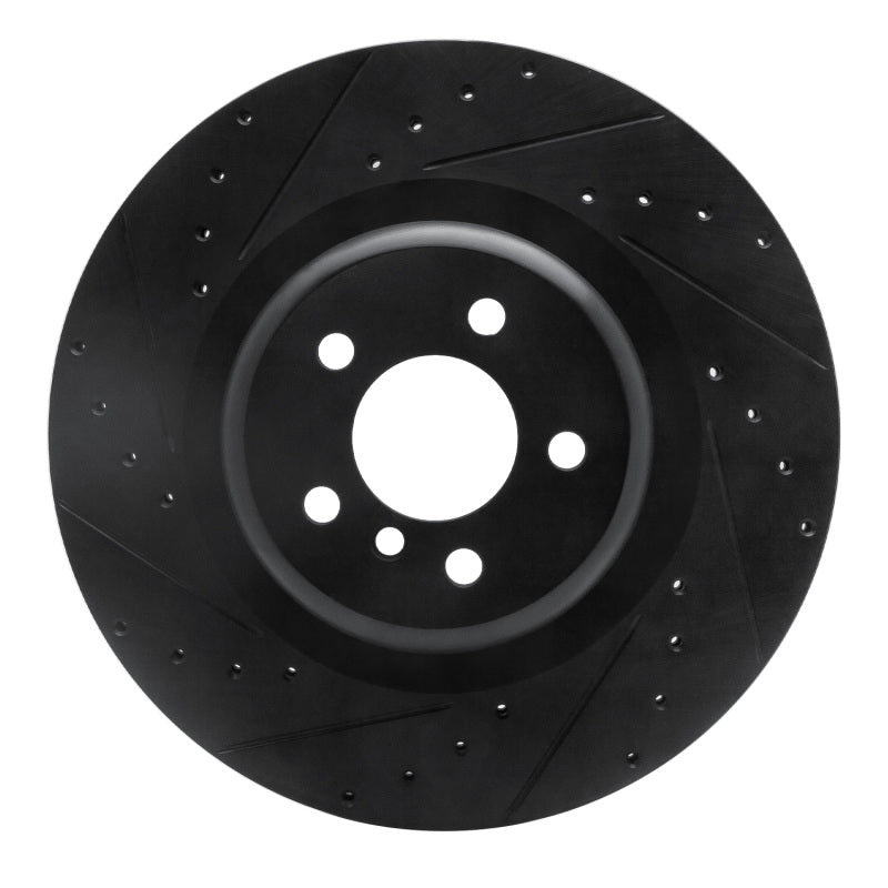 R1 10-14 BMW X5 Rear Left Drilled & Slotted Black Brake Rotor