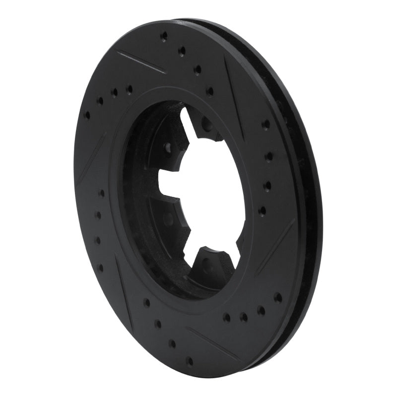 R1 85-97 Nissan 720 DATSUN Front Left Drilled & Slotted Black Brake Rotor
