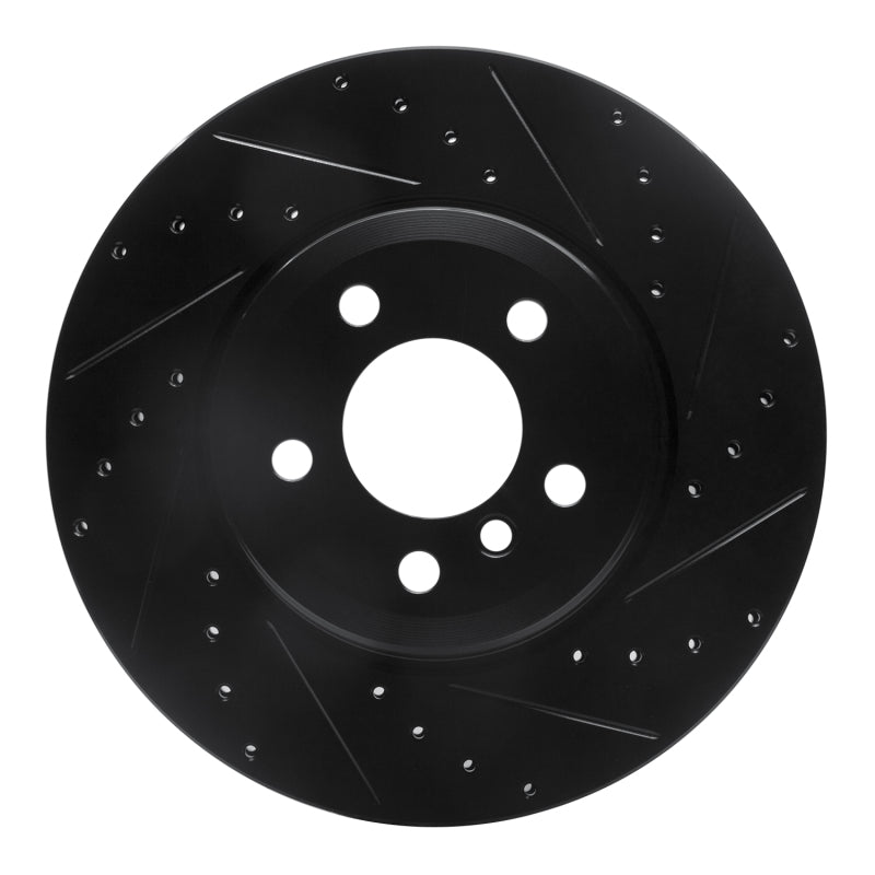 R1 07-19 BMW X6 Rear Right Drilled & Slotted Black Brake Rotor