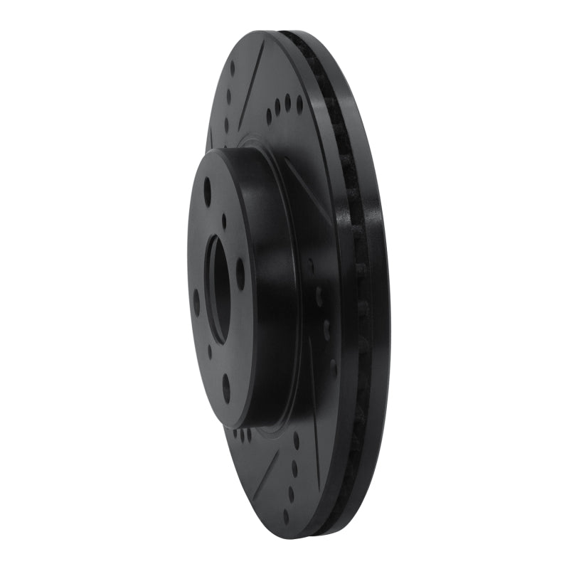 R1 04-06 Scion XB Front Left Drilled & Slotted Black Brake Rotor